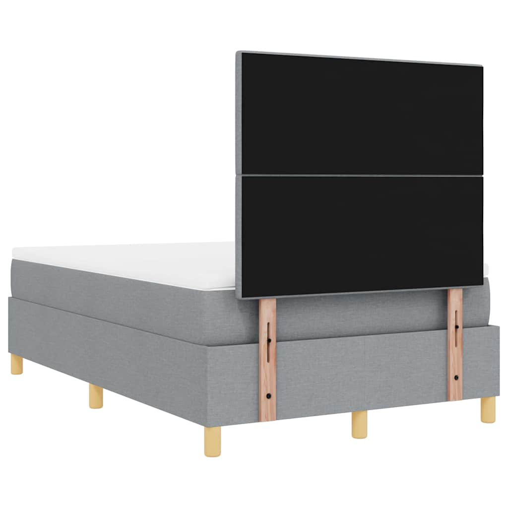 LED Box Spring Bed med hovedgærde Lysegrå 120 x 200 cm Stof