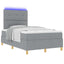 LED Box Spring Bed med hovedgærde Lysegrå 120 x 200 cm Stof