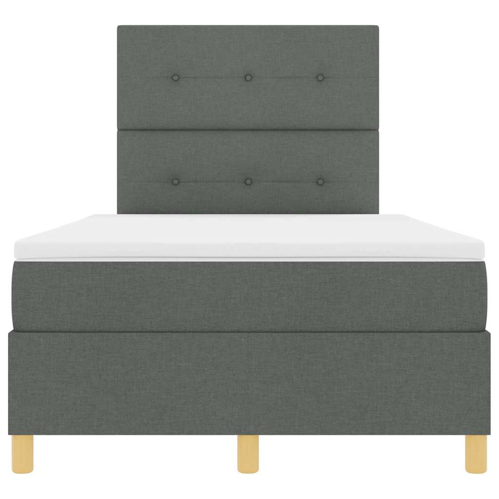 LED Box Spring Bed med hovedgærde Mørkegrå 120 x 200 cm Stof
