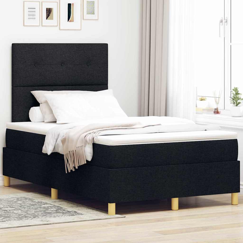 LED Box Spring Bed med hovedgærde Sort 120 x 200 cm Stof