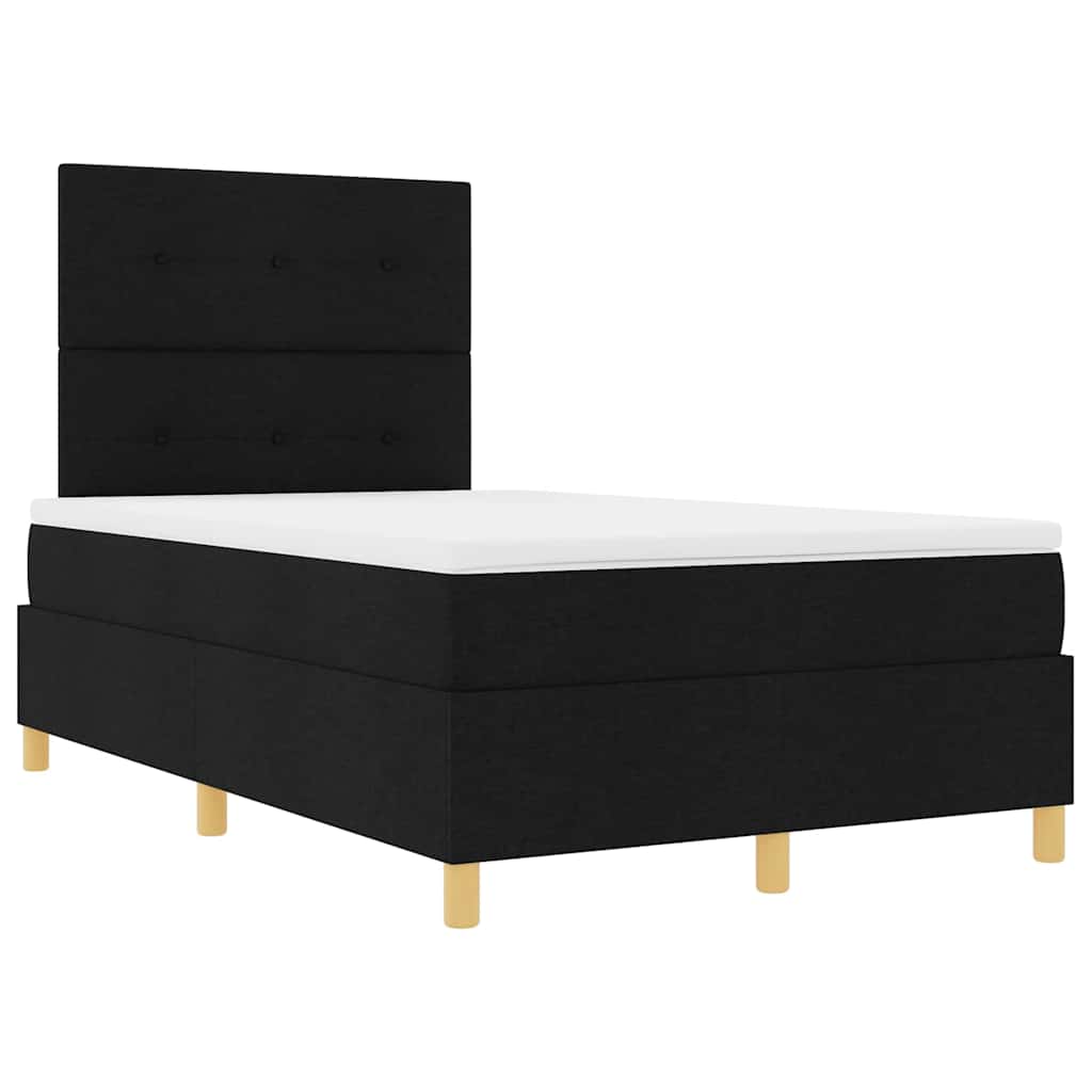 LED Box Spring Bed med hovedgærde Sort 120 x 200 cm Stof