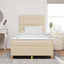 LED Box Spring Bed med hovedgærde Creme 120 x 200 cm Stof
