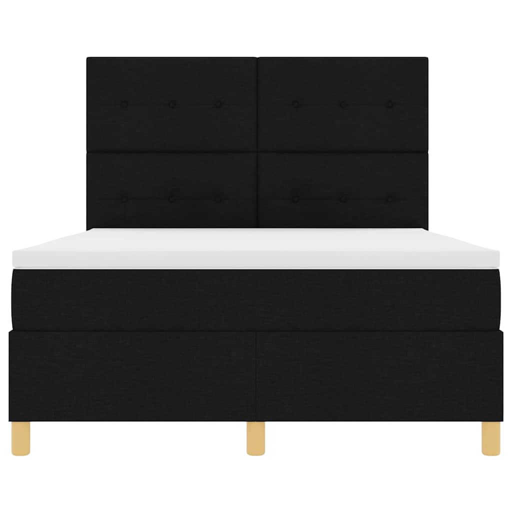 LED Box Spring Bed med hovedgærde Sort 140 x 190 cm Stof