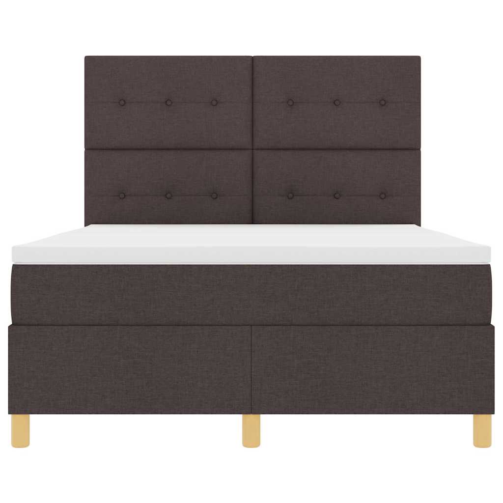 LED Box Spring Bed med hovedgærde Mørk Brun 160 x 200 cm Stof