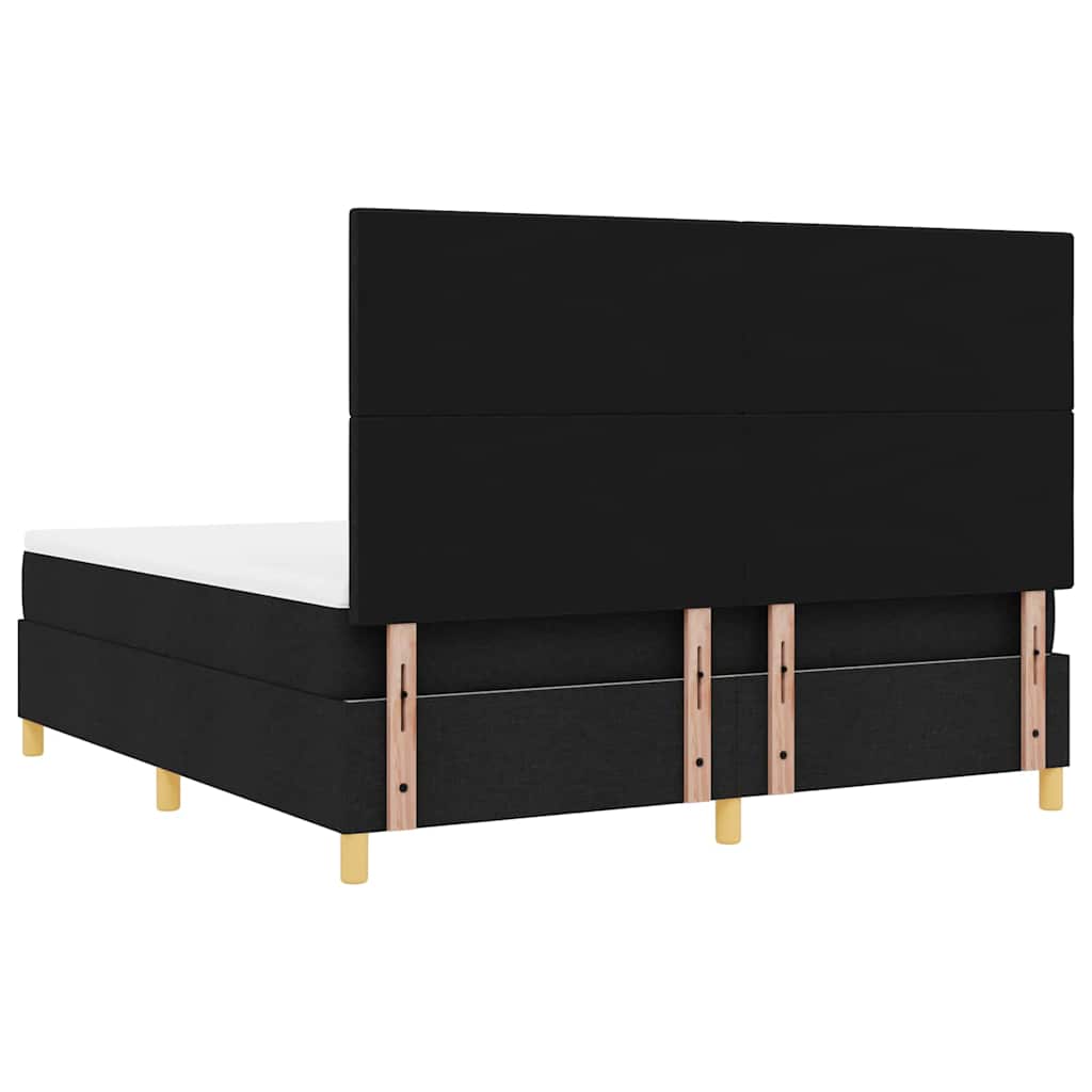 LED Box Spring Bed med hovedgærde Sort 180 x 200 cm Stof
