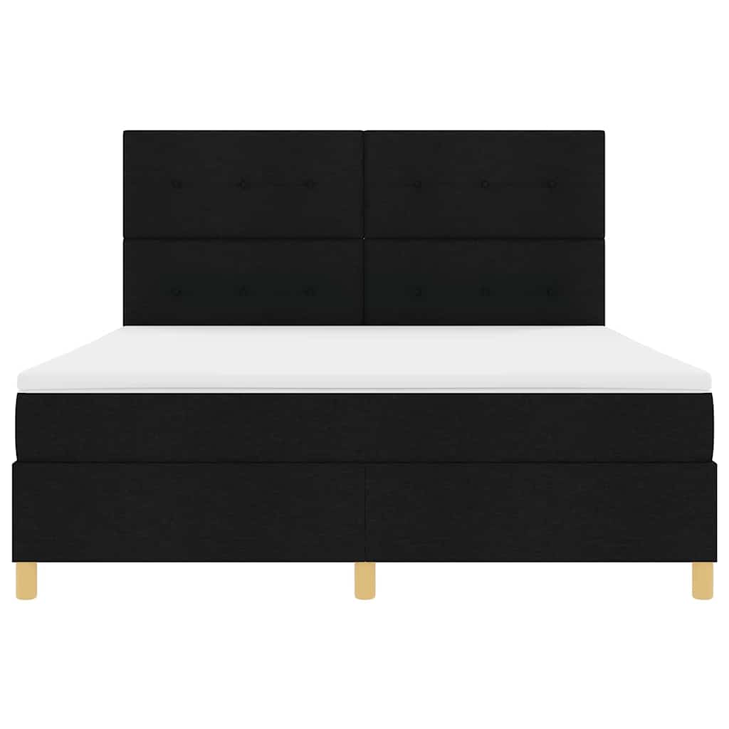 LED Box Spring Bed med hovedgærde Sort 180 x 200 cm Stof