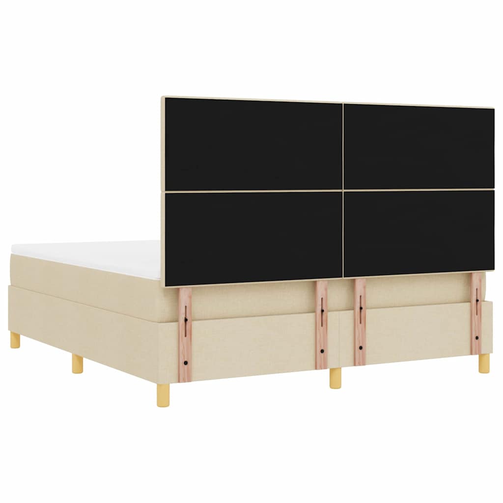 LED Box Spring Bed med hovedgærde Creme 180 x 200 cm Stof