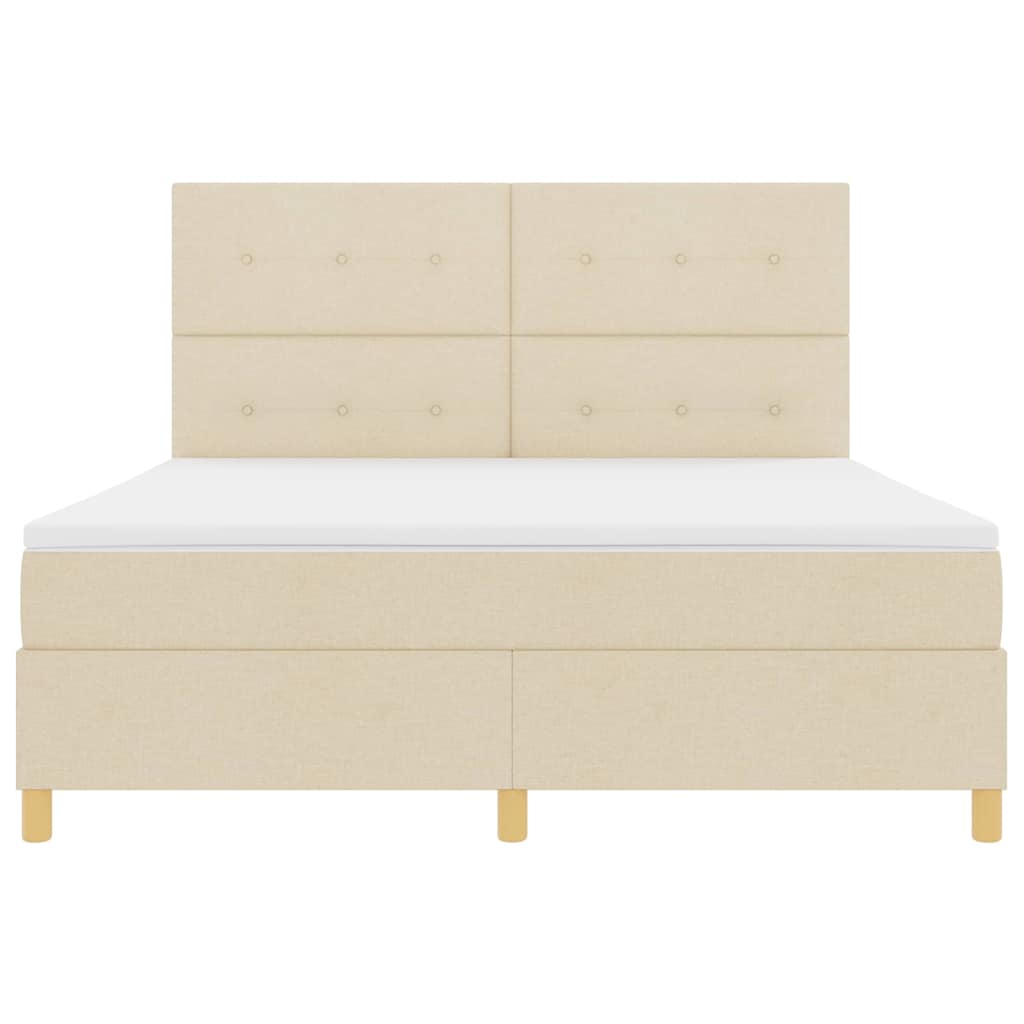 LED Box Spring Bed med hovedgærde Creme 180 x 200 cm Stof
