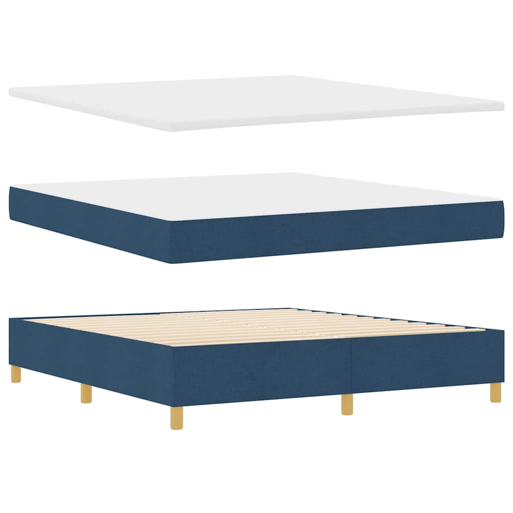 LED Box Spring Bed med hovedgærde Blå 180 x 200 cm Stof