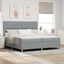 LED Box Spring Bed med hovedgærde Lysegrå 200 x 200 cm Stof