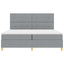 LED Box Spring Bed med hovedgærde Lysegrå 200 x 200 cm Stof
