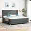 LED Box Spring Bed med hovedgærde Mørkegrå 200 x 200 cm Stof