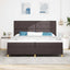LED Box Spring Bed med hovedgærde Mørk Brun 200 x 200 cm Stof