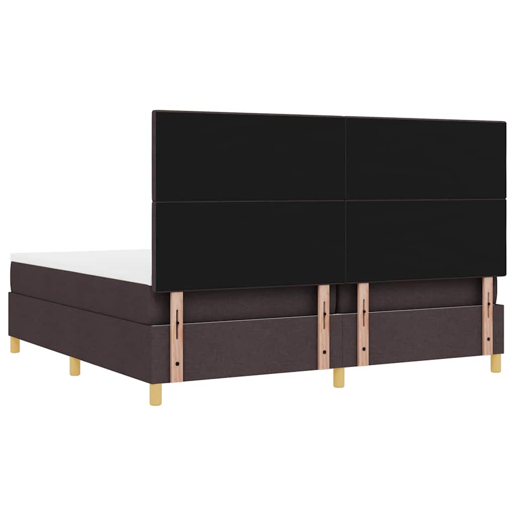 LED Box Spring Bed med hovedgærde Mørk Brun 200 x 200 cm Stof