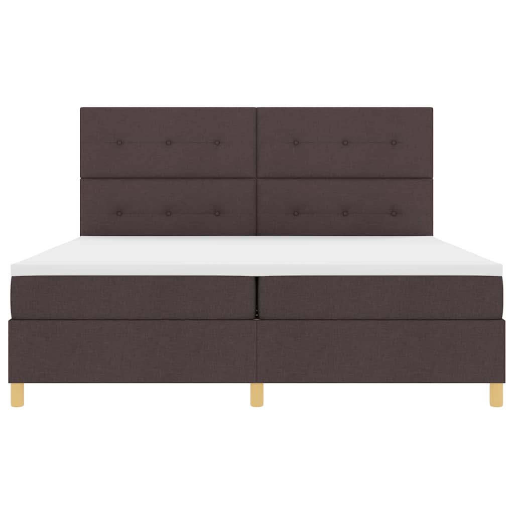LED Box Spring Bed med hovedgærde Mørk Brun 200 x 200 cm Stof