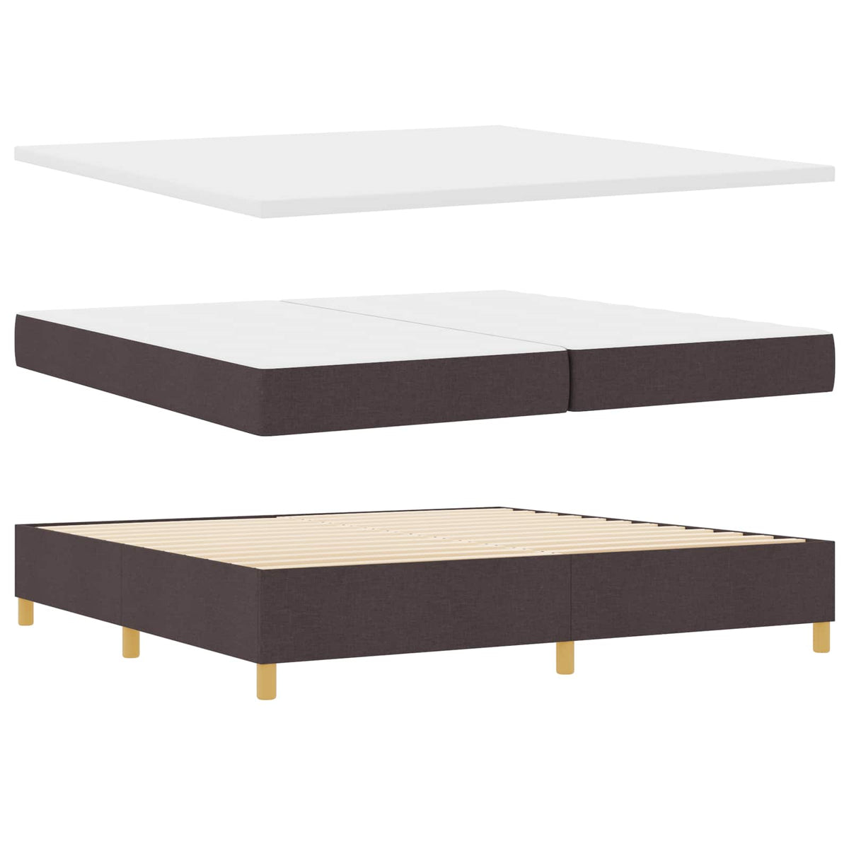 LED Box Spring Bed med hovedgærde Mørk Brun 200 x 200 cm Stof