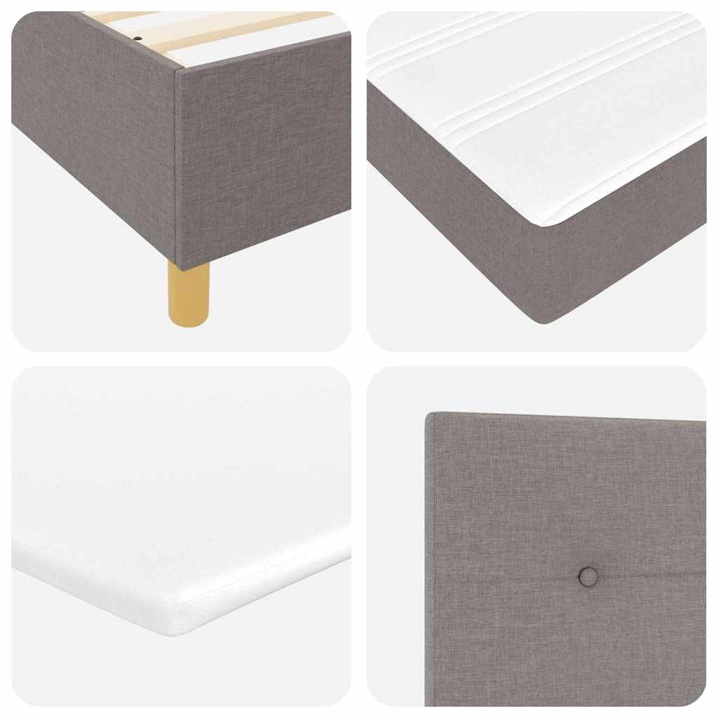 LED Box Spring Bed med hovedgærde Gråbrun 200 x 200 cm Stof