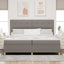 LED Box Spring Bed med hovedgærde Gråbrun 200 x 200 cm Stof
