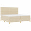 LED Box Spring Bed med hovedgærde Creme 200 x 200 cm Stof