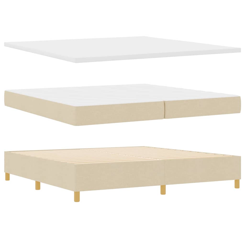 LED Box Spring Bed med hovedgærde Creme 200 x 200 cm Stof