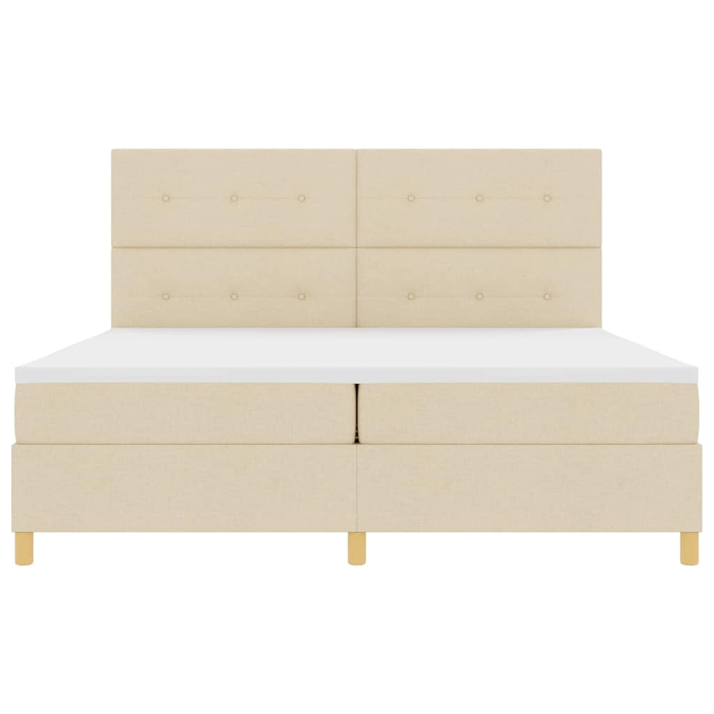 LED Box Spring Bed med hovedgærde Creme 200 x 200 cm Stof