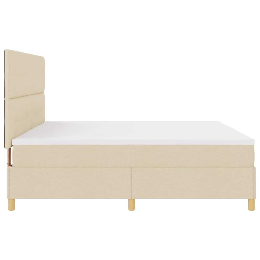 LED Box Spring Bed med hovedgærde Creme 200 x 200 cm Stof
