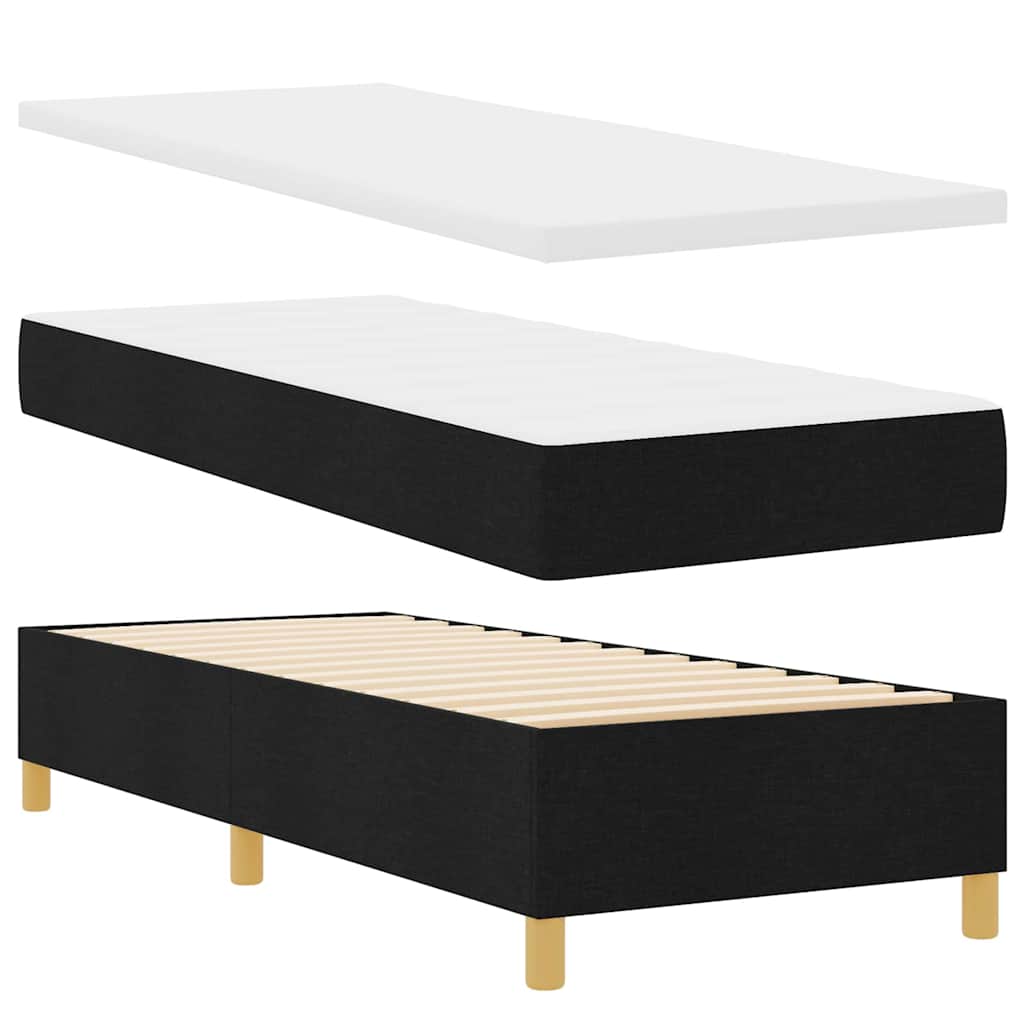 LED Box Spring Bed med hovedgærde Sort 80 x 200 cm Stof
