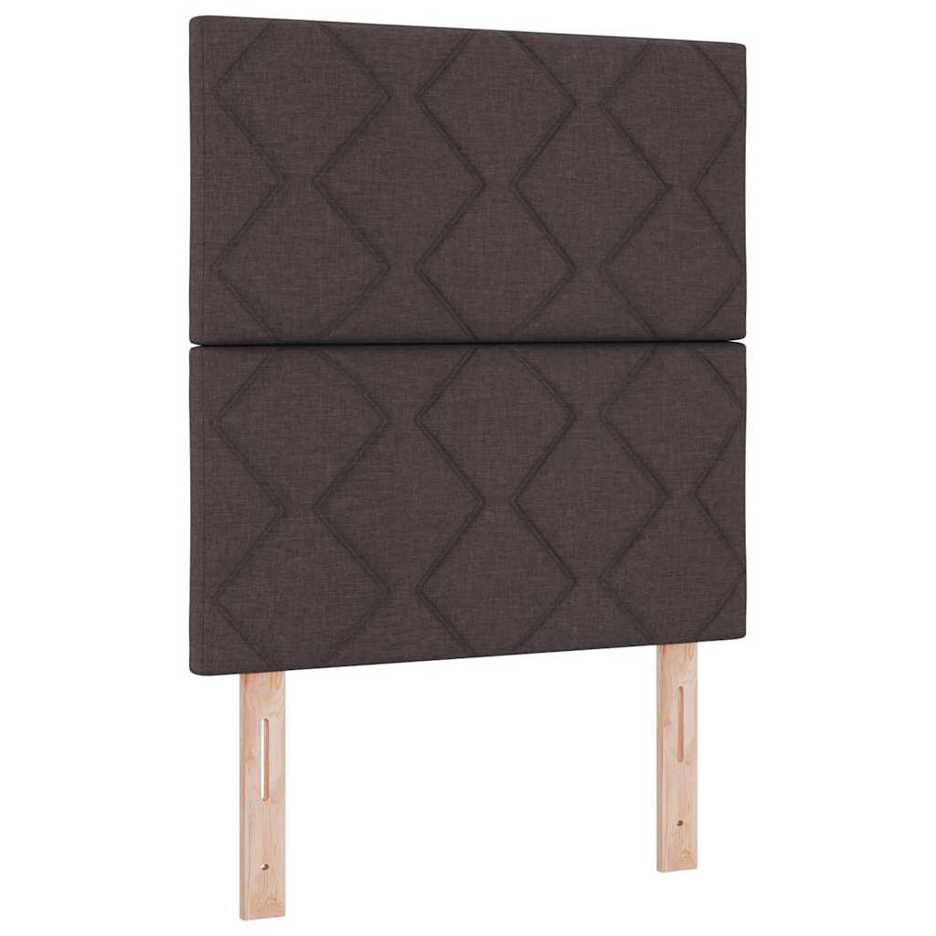 LED Box Spring Bed med hovedgærde Mørk Brun 80 x 200 cm Stof