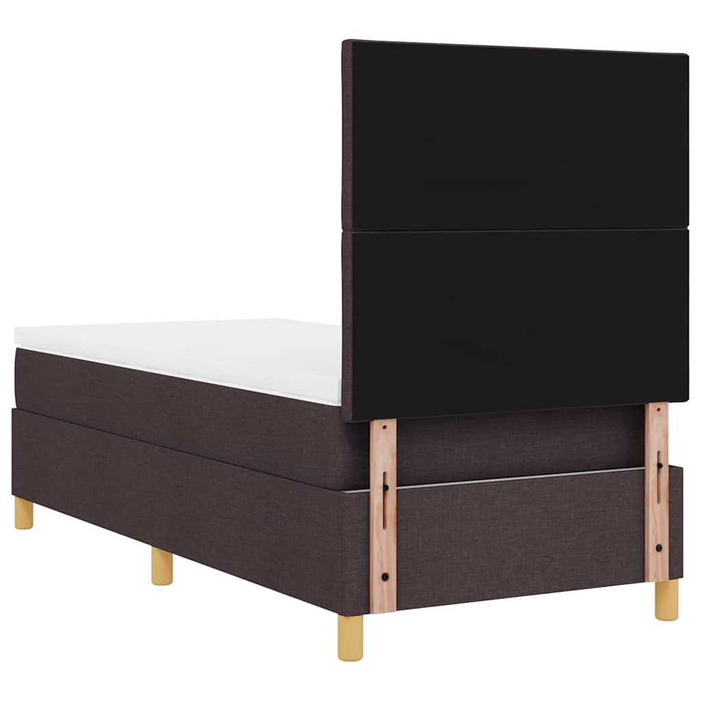 LED Box Spring Bed med hovedgærde Mørk Brun 90 x 190 cm Stof