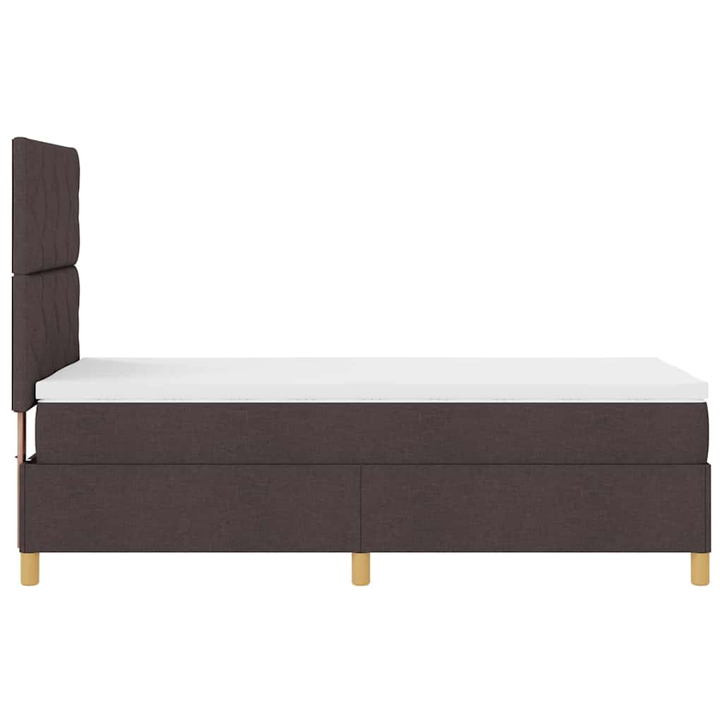 LED Box Spring Bed med hovedgærde Mørk Brun 90 x 190 cm Stof