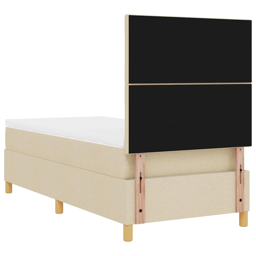 LED Box Spring Bed med hovedgærde Creme 90 x 190 cm Stof