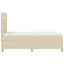 LED Box Spring Bed med hovedgærde Creme 90 x 190 cm Stof