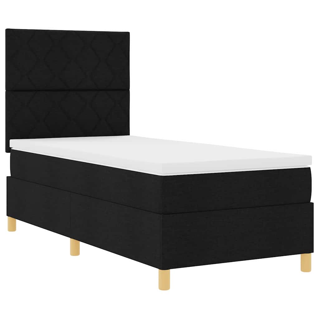 LED Box Spring Bed med hovedgærde Sort 90 x 200 cm Stof