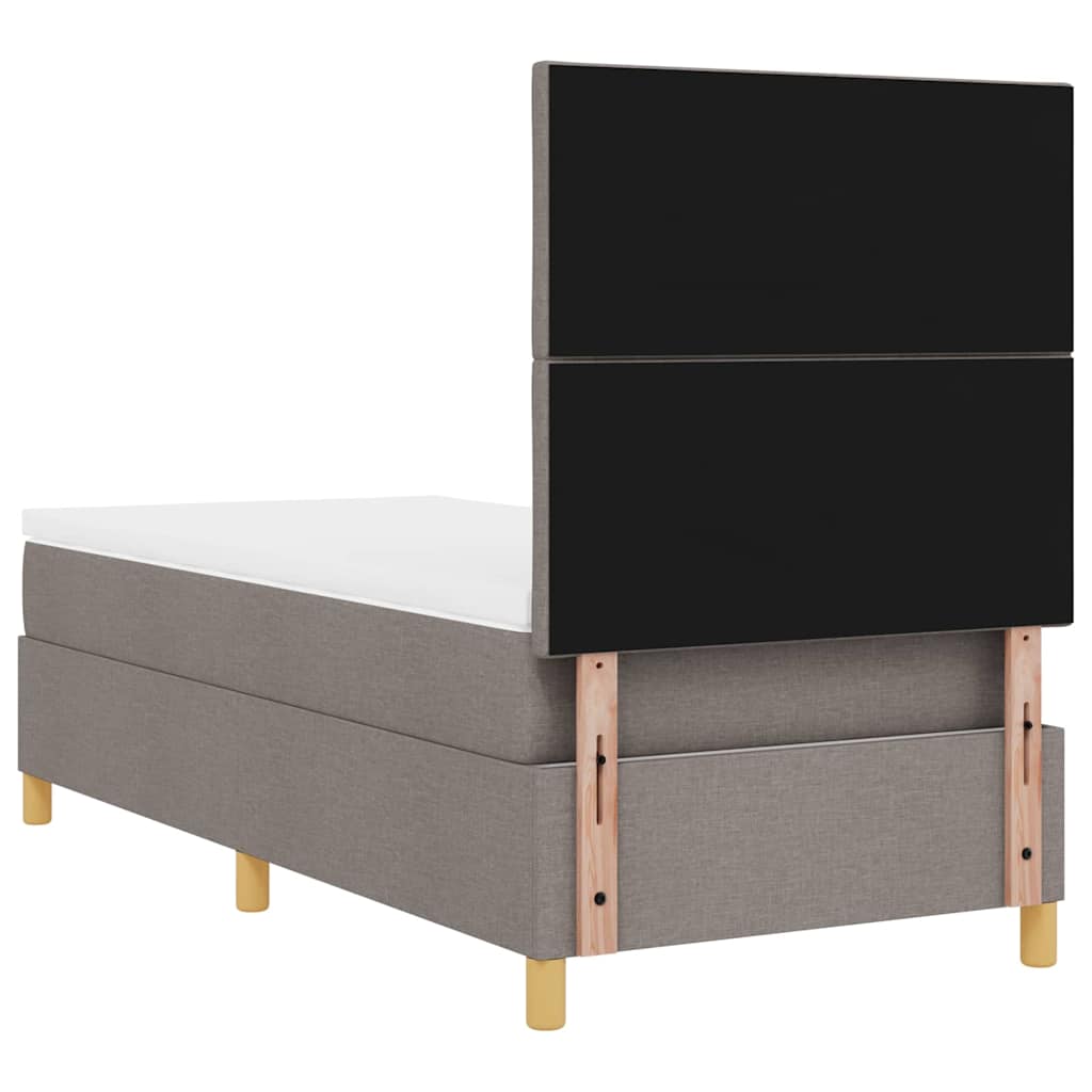 LED Box Spring Bed med hovedgærde Gråbrun 90 x 200 cm Stof