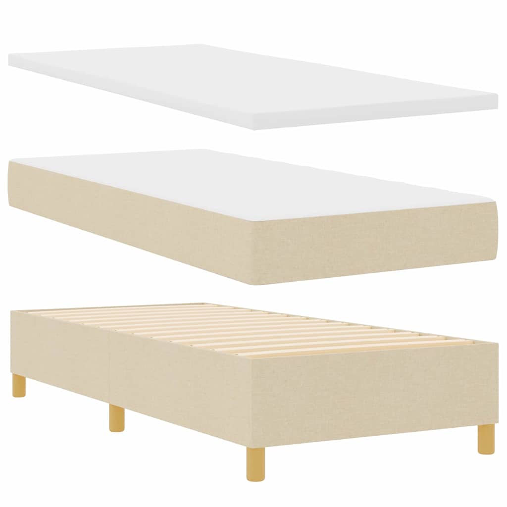 LED Box Spring Bed med hovedgærde Creme 90 x 200 cm Stof