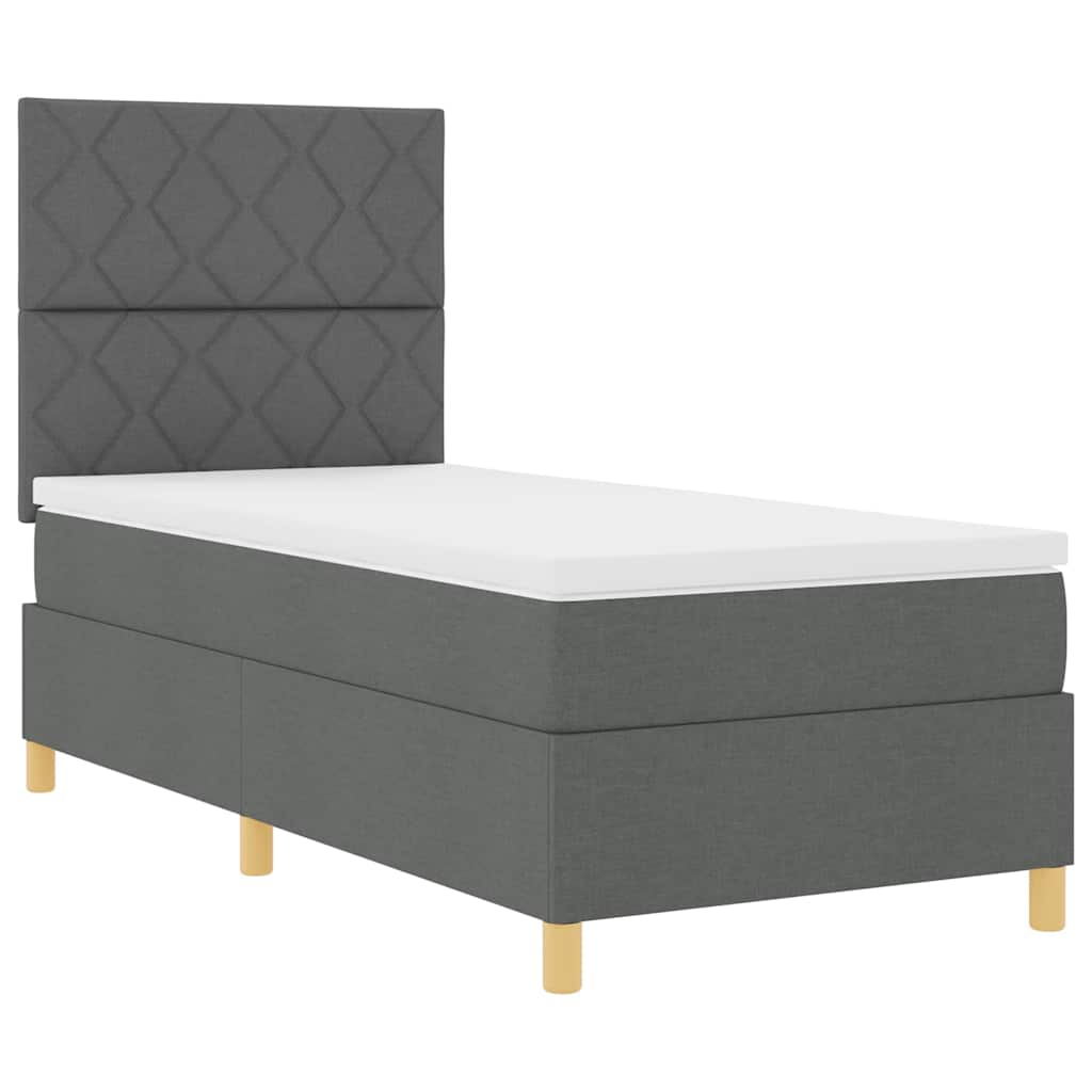 LED Box Spring Bed med hovedgærde Mørkegrå 100 x 200 cm Stof