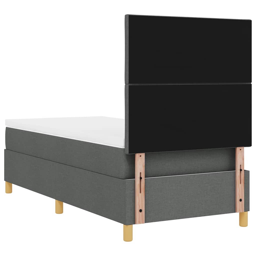 LED Box Spring Bed med hovedgærde Mørkegrå 100 x 200 cm Stof