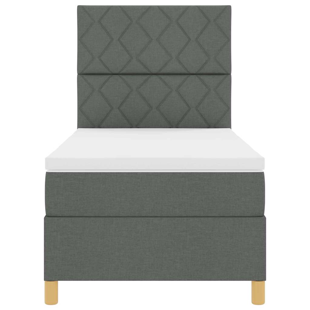 LED Box Spring Bed med hovedgærde Mørkegrå 100 x 200 cm Stof