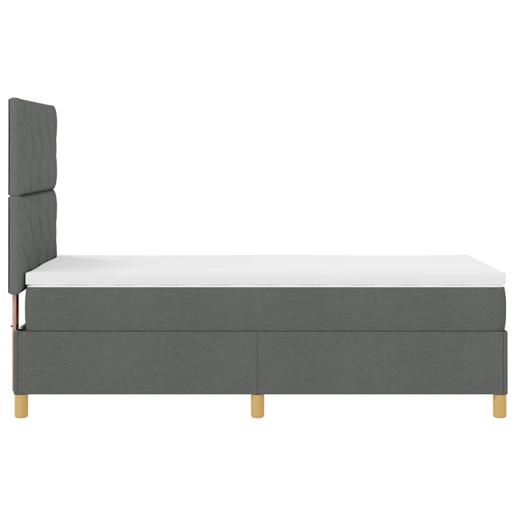LED Box Spring Bed med hovedgærde Mørkegrå 100 x 200 cm Stof