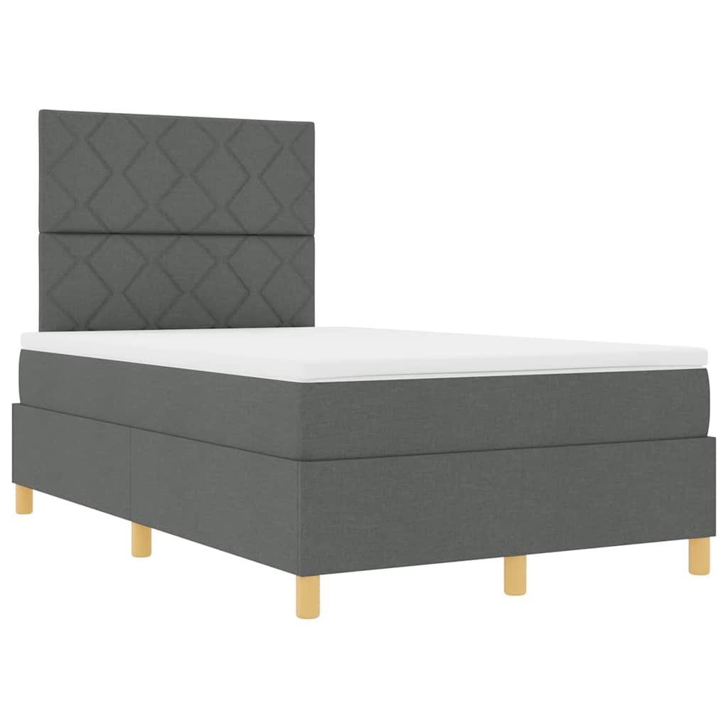 LED Box Spring Bed med hovedgærde Mørkegrå 120 x 190 cm Stof