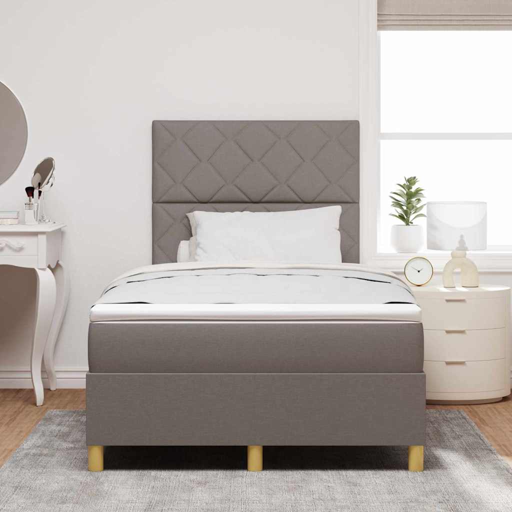 LED Box Spring Bed med hovedgærde Gråbrun 120 x 190 cm Stof