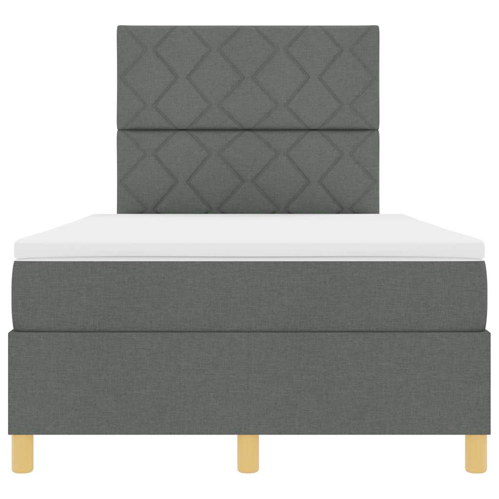 LED Box Spring Bed med hovedgærde Mørkegrå 120 x 200 cm Stof