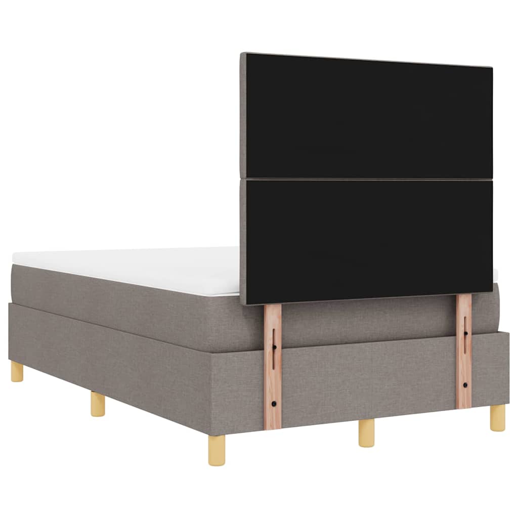 LED Box Spring Bed med hovedgærde Gråbrun 120 x 200 cm Stof