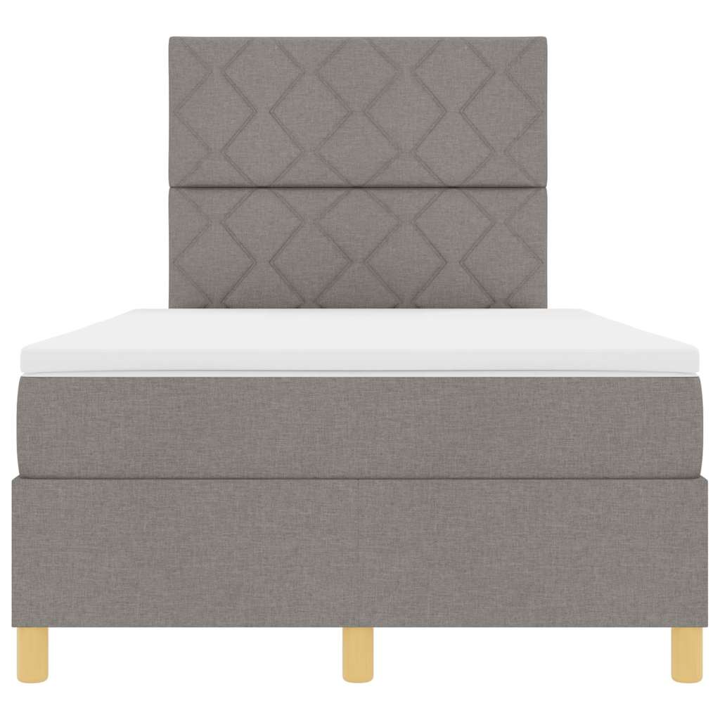 LED Box Spring Bed med hovedgærde Gråbrun 120 x 200 cm Stof