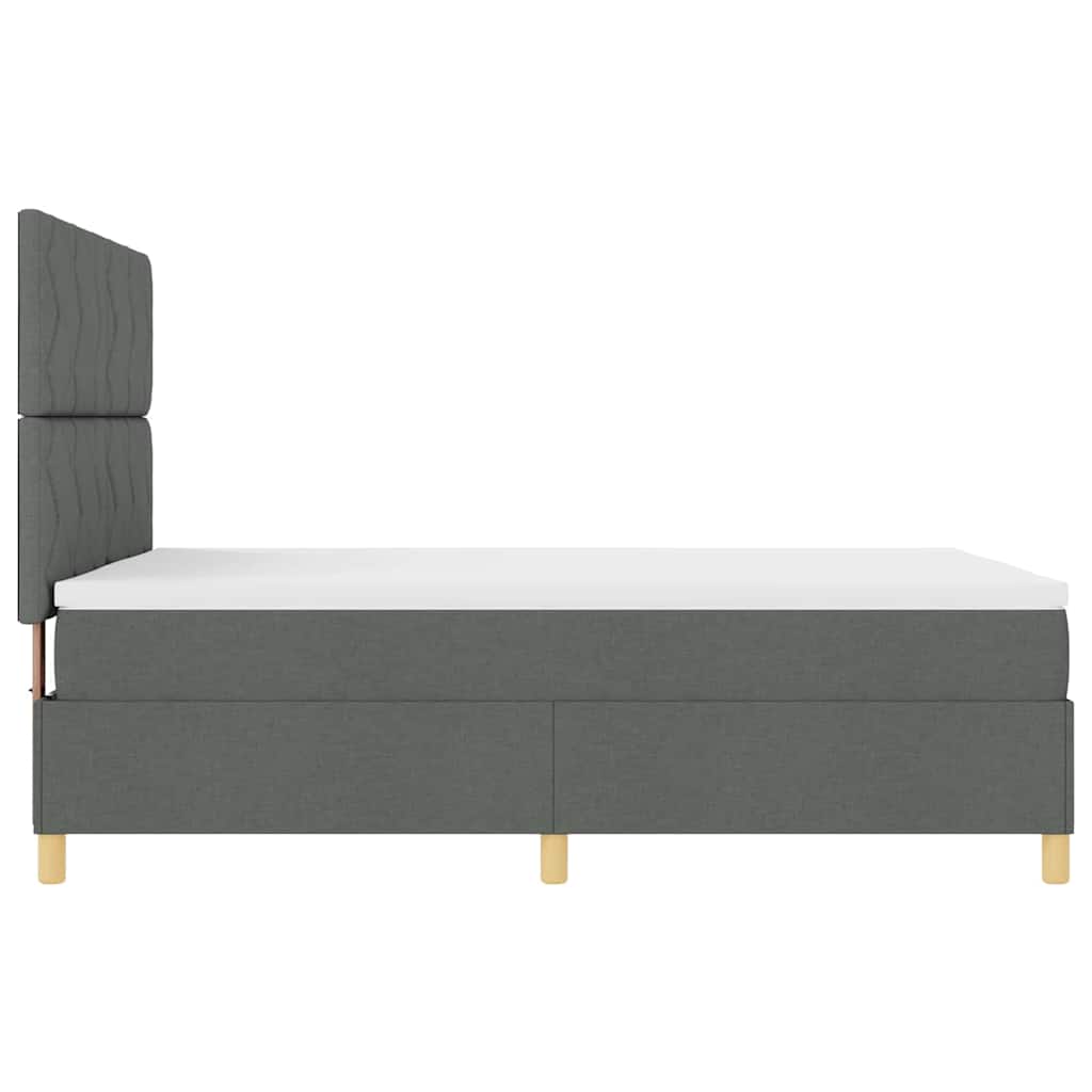 LED Box Spring Bed med hovedgærde Mørkegrå 140 x 190 cm Stof