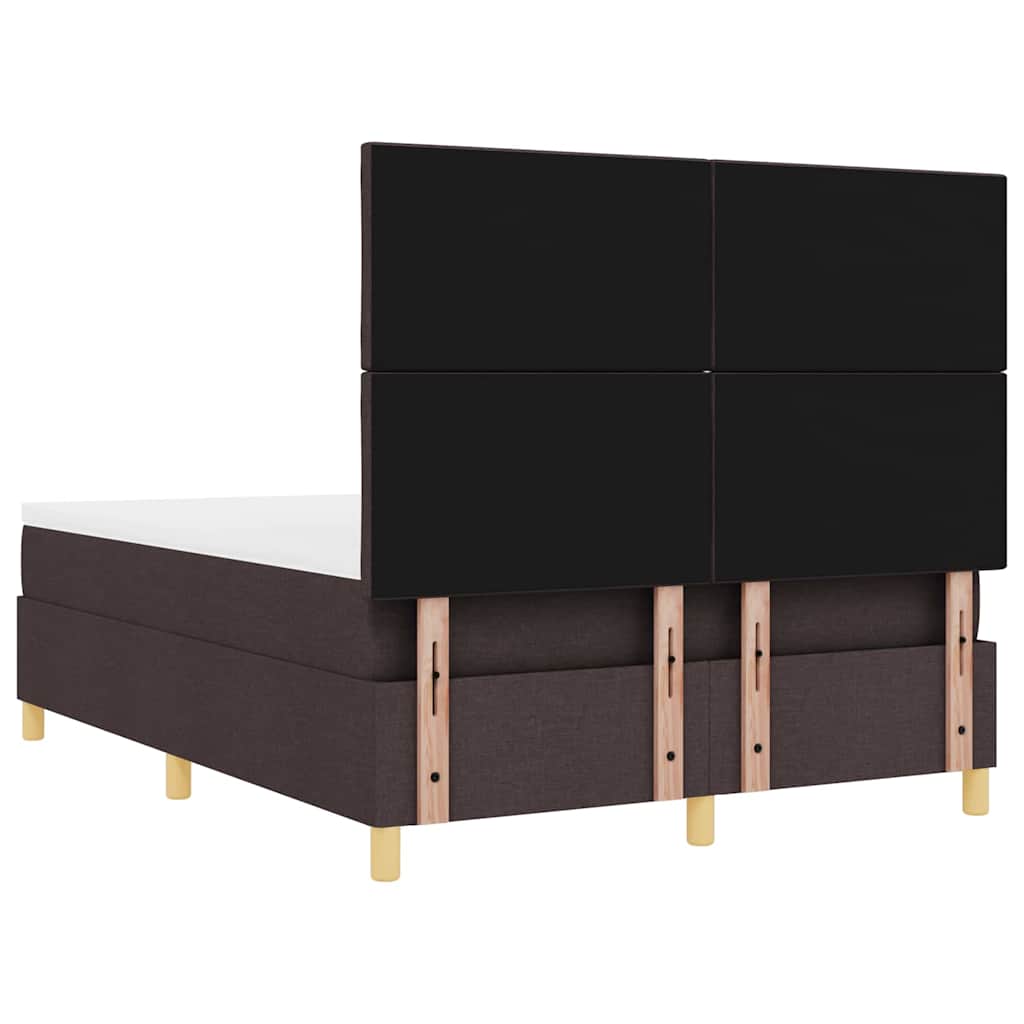 LED Box Spring Bed med madras Mørk Brun 140 x 190 cm Stof