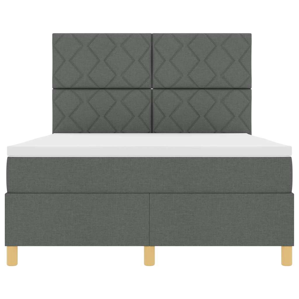 LED Box Spring Bed med hovedgærde Mørkegrå 140 x 200 cm Stof