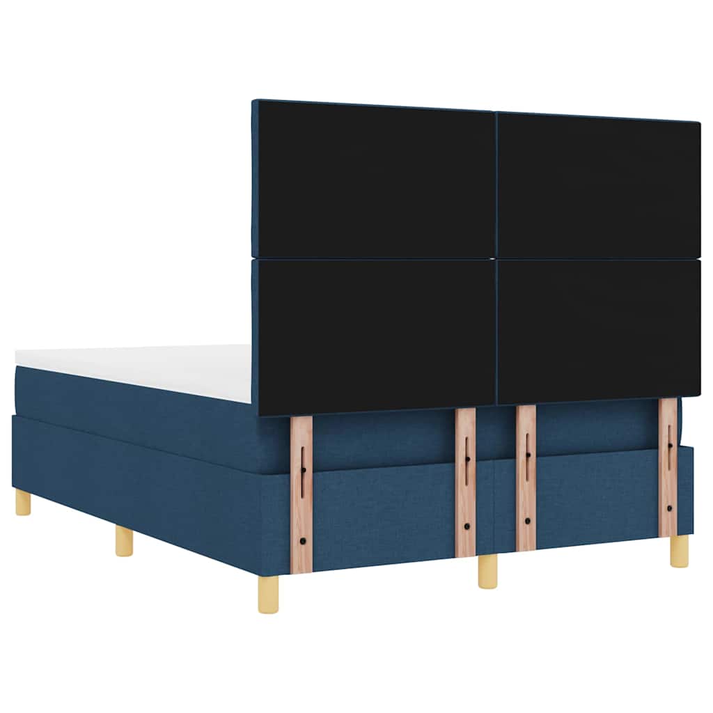 LED Box Spring Bed med hovedgærde Blå 160 x 200 cm Stof