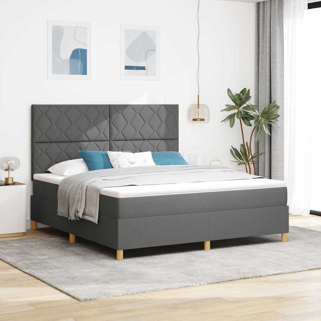 LED Box Spring Bed med hovedgærde Mørkegrå 180 x 200 cm Stof