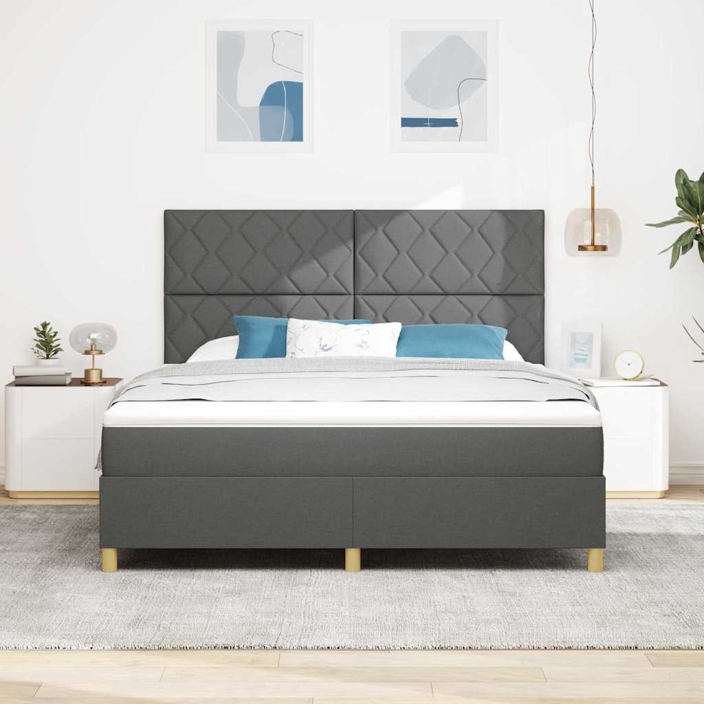 LED Box Spring Bed med hovedgærde Mørkegrå 180 x 200 cm Stof